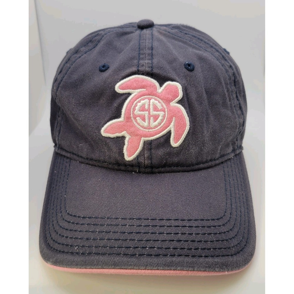 Simply Southern Sea Turtle Baseball Hat Womens Gray Pink Embroidered‎ Adjustable